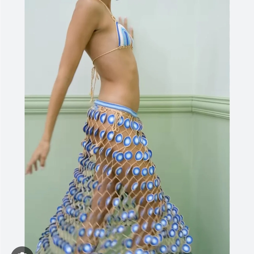 My Beachy Side Evil Eye Hand Crochet Maxi Convertible Skirt Retail: $695